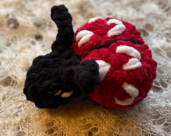 Crochet Love Bug, Lulu the Love Bug, Unique Valentine Gift, Lady Bug Plushie, Tiered Tray Decor, Shelf Sitter