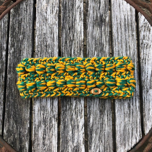 Packer inspired headband, sports ear warmer, winter apparel, earmuff