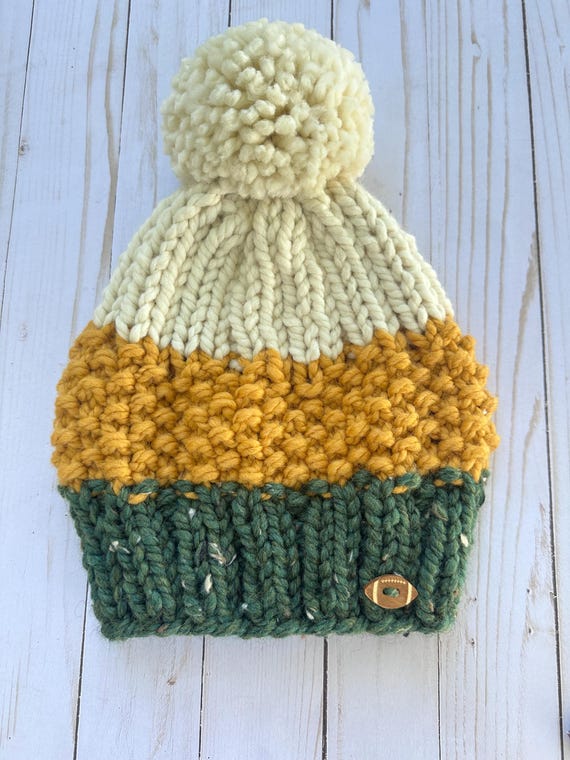 Green Bay Inspired Beanie: Color Block Wool Blend Hat With  display picture 1