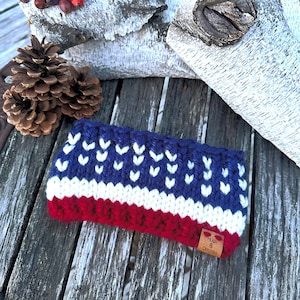 Diadema americana, calentador de orejas de EE. UU., diadema con estrellas, roja, blanca y azul, diadema patriótica, 4 de julio, Día de la Independencia, tejido