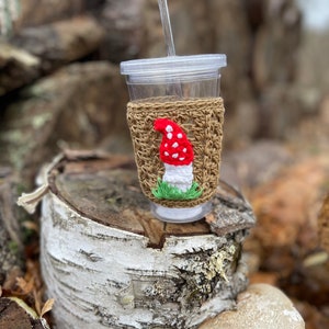 Cosy gehaakte paddenstoelenbeker: 24 oz Iced Coffee Cosy afbeelding 8