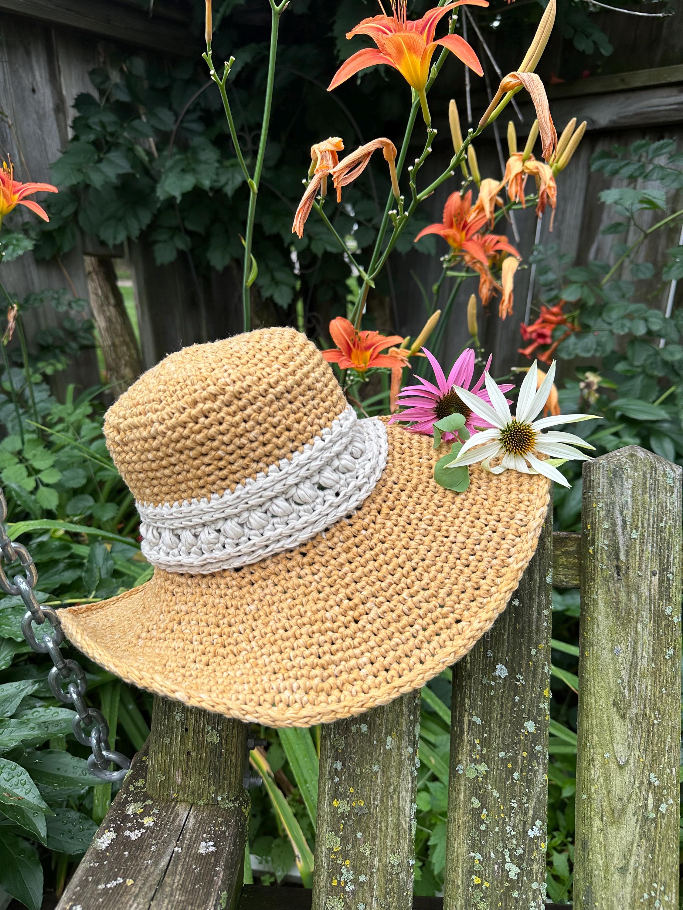 Boho Crochet Sun Hat Wide Brim UPF 50+ for Women Fiesta Island Raffia Crochet Straw Swinger Sun Hat – Village  main image 2