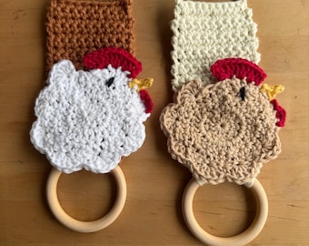 Kitchen towel Holder, Crochet Chicken towel holder, Chicken Decor