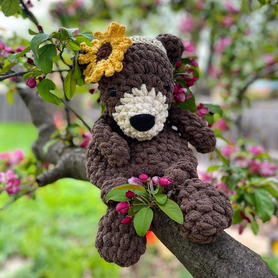 Soft Teddy Bear Lovey, Sunflower Bear, Baby Shower Gift, Teddy Bear