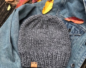 Hometown Beanie, Men's Hat, Gents Beanie, Gray Man's Hat, Navy mens, Black guys hat, Hand knit Beanie for men