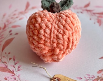 Crochet Peach Plushie: Handmade Stuffed Fruit Decor