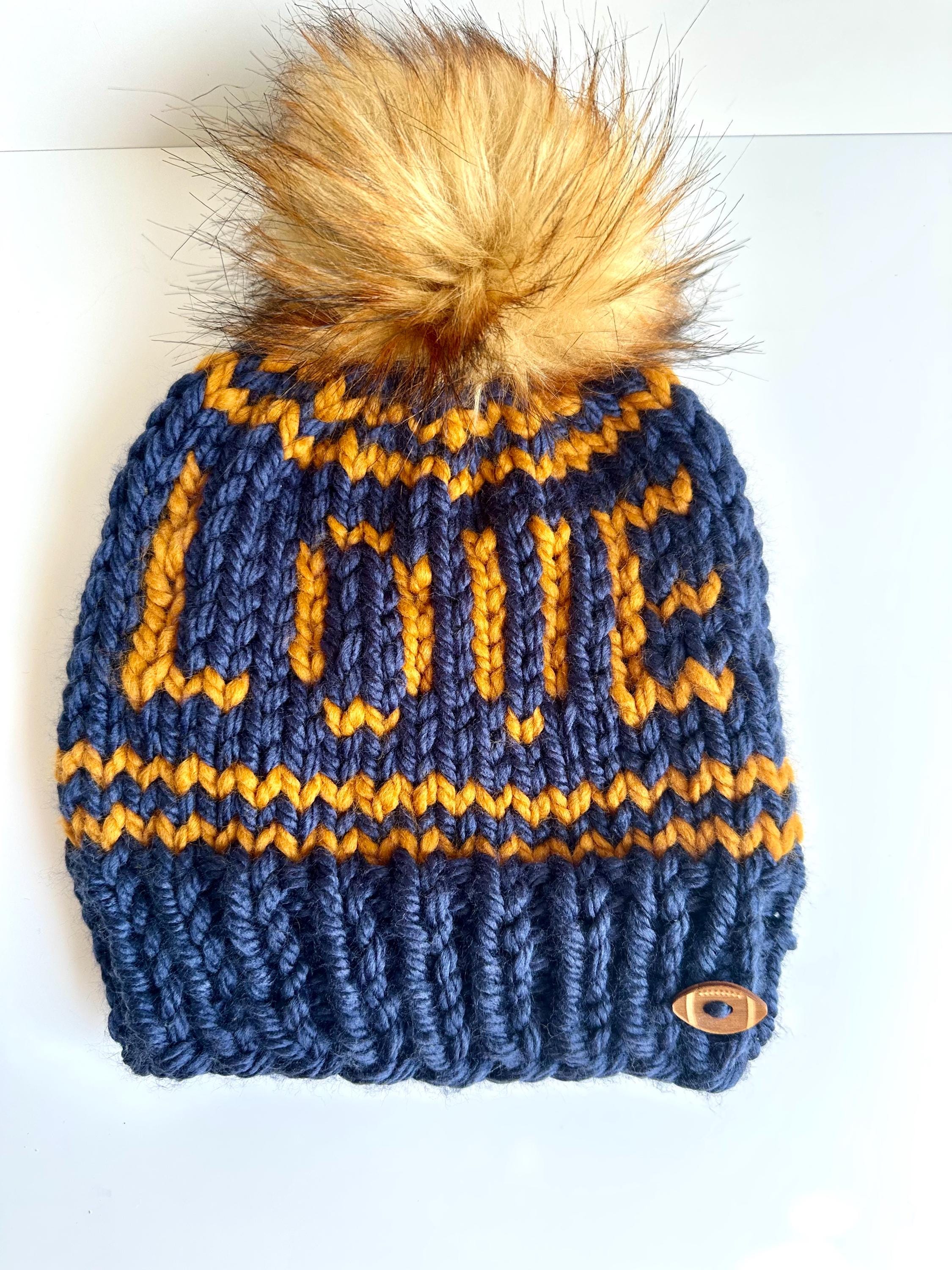 Hand Knit 1923 Packer Beanie: Navy & Gold, Fair Isle Style