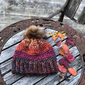 Autumn Dreams Beanie, Earth tone winter hat, Chunky Yarn Beanie, Warm Winter Hat, Fall Inspired Beanie, Gift for Her