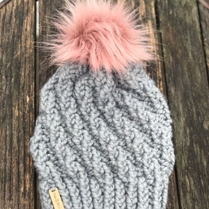 Gray Beanie, Slate gray ladies winter hat