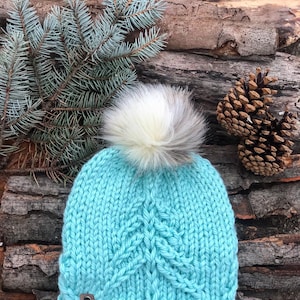 Tallhatt, blågrön vintermössa för damer, varm vintermössa, Into The Pines-mössa, naturhatt, stickad tallhatt, present till henne