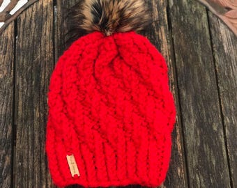 Red Beanie, Ladies red winter hat