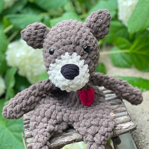 Soft Teddy Bear Lovey, Heart Bear, Baby Shower Gift, Teddy Bear Collector, Crochet Teddy, Chunky Amigurumi Bear, Therapy Bear