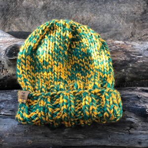 Packer Beanie, unisex beanie, Green Bay beanie, green and gold slouchy hat, multi-style hat, Game day hat, Tailgate Beanie