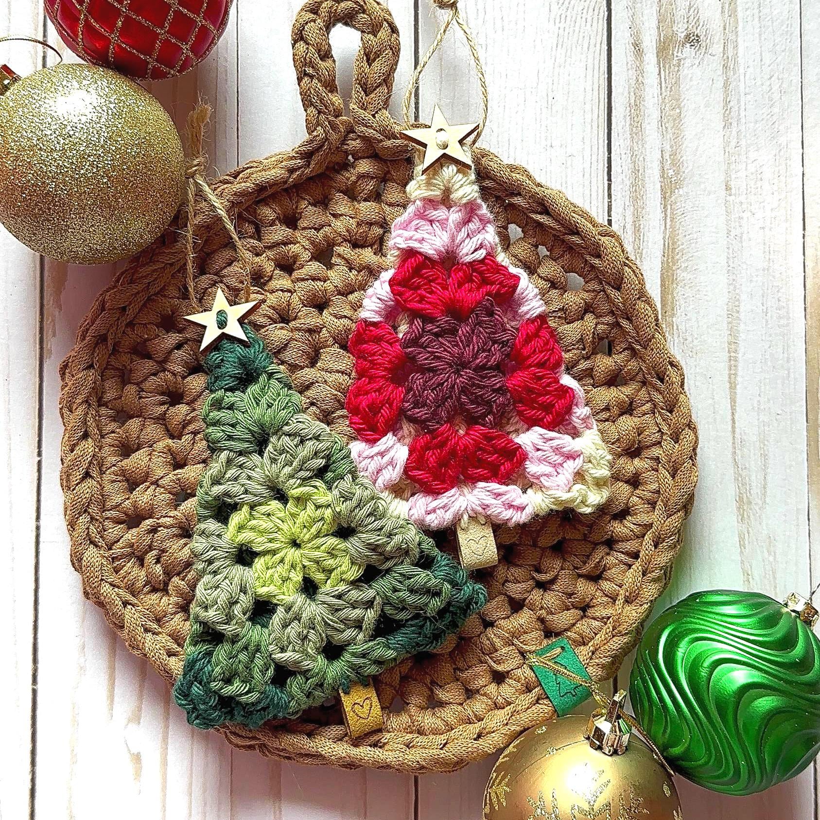 Crochet Tree Ornament, Granny Square Christmas Tree, Gift for Grandma, Holiday ornament, unique secret Santa gift, package decoration
