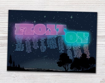 Modest Mouse - Float On - Hand-Illustrated Song Lyrics | Indie Music | Small Poster Wall Art Print (4x6, 5x7, 8x10, 13x19)