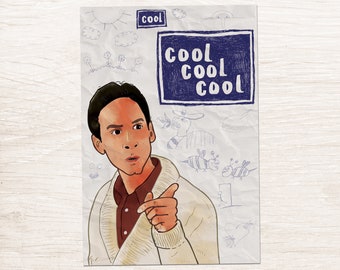 Community - Abed Nadir "Cool... Cool Cool Cool" - Hand-Illustrated Fan Art | TV Show | Small Poster Wall Art Print (4x6, 5x7, 8x10, 13x19)