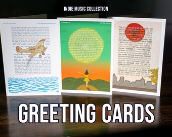 Indie Music - 5x7 Blank Greeting Cards - Heavy Fine Art Paper - A Keepsake - Or For Display - Flaming Lips, Bright Eyes, Neutral Milk Hotel