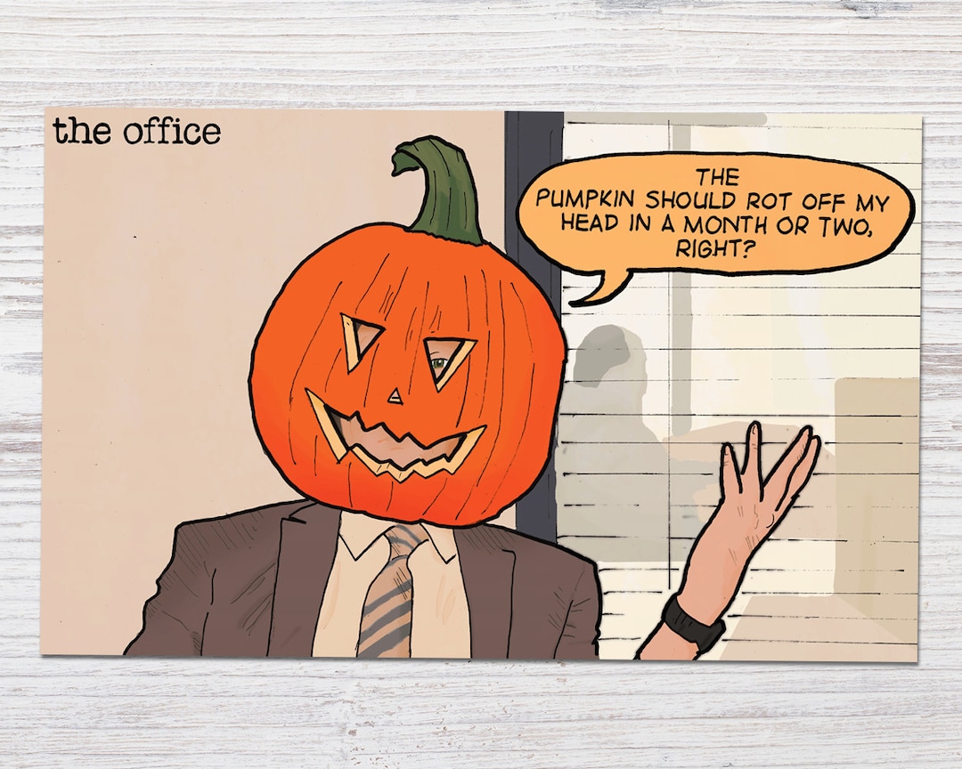 The Office Season 9 Dwight Pumpkin Head Drawing Art Print 4x6, 5x7 or