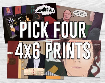 Pick Any Four 4x6 Prints In The Store - Hand-Drawn Illustrated Pop Prints - TV Shows / Movies / Music / Twin Peaks