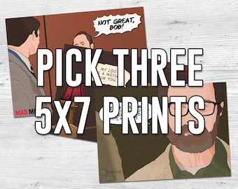 Pick Any Three 5x7  Prints In The Store - Hand-Drawn Illustrated Pop Prints - TV Shows / Movies / Music / Twin Peaks