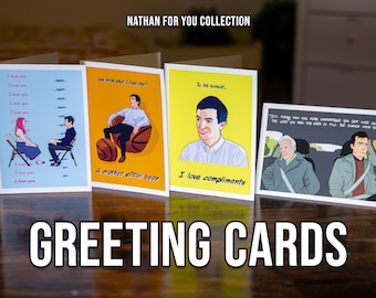 Nathan For You 5x7 Greeting Cards - Heavy Fine Art Paper - Keepsake or for Display - Blank Inside - Pop Art Cards