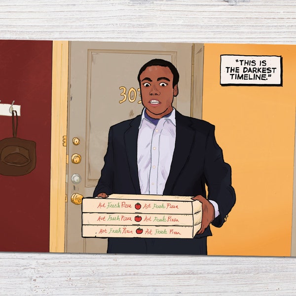 Community - Season 3 - Darkest Timeline Scene - Donald Glover as Troy Barnes | Handmade Art Print or Poster (4x6, 5x7, 8x10 or 13x19)