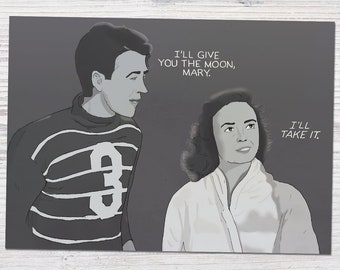 It's A Wonderful Life (1947) - I'll Give You The Moon Movie Quote | Art Print (4x6, 5x7 or 8x10)