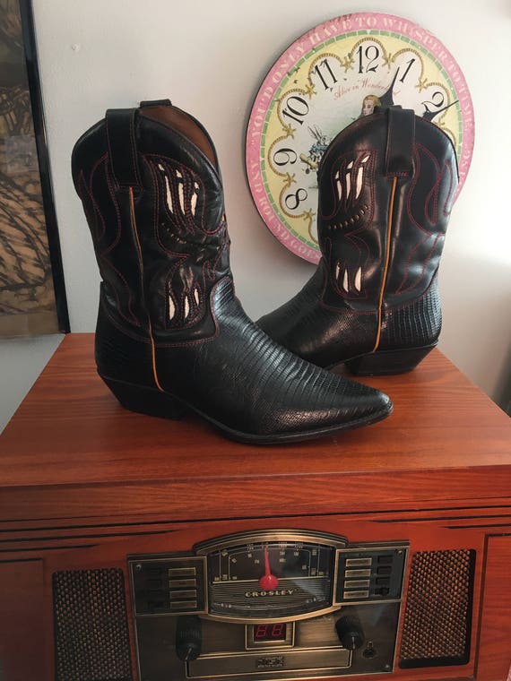 1990s Flings ankle cowboy boots with cutout detai… - image 1