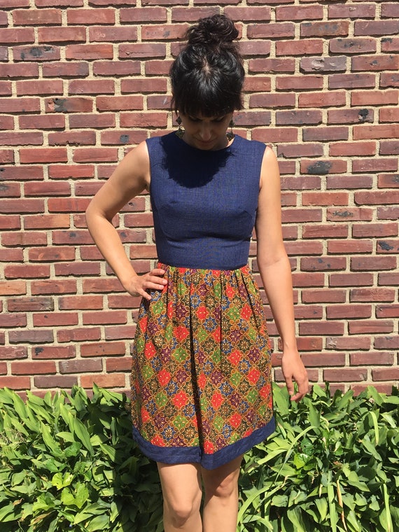 vintage 70s kaleidoscope day dress
