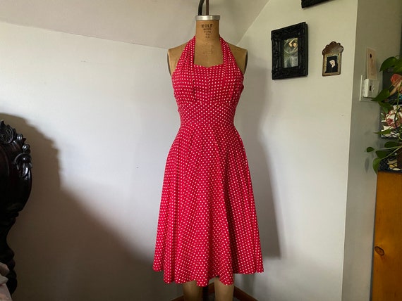vintage 1950s red polka dot Princess Peggy halter