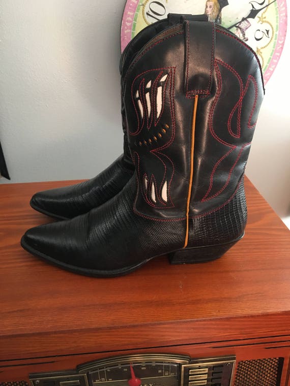 1990s Flings ankle cowboy boots with cutout detai… - image 4