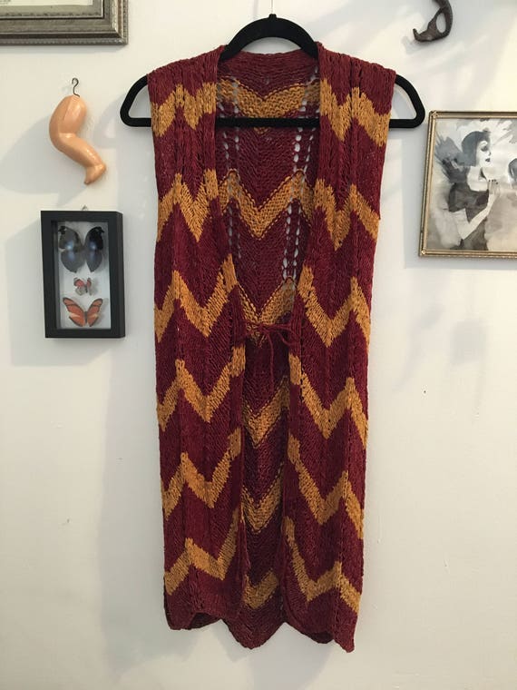 vintage 1970s braided leather chevron boho vest fe