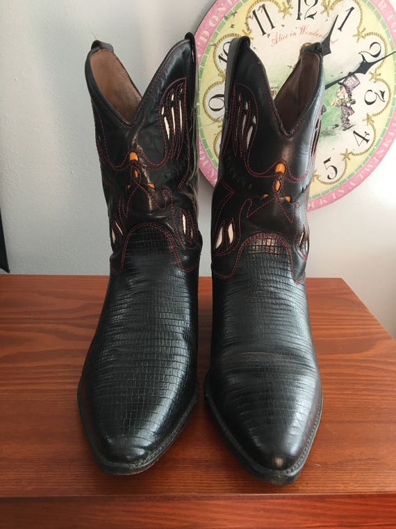 1990s Flings ankle cowboy boots with cutout detai… - image 3