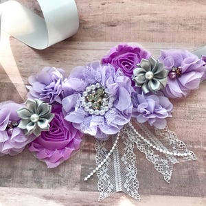 Maternity Sash Pregnancy Sash Gender Reveal Party Baby Shower Bridal Lavender Purple Photo Prop  Baby Shower Gift