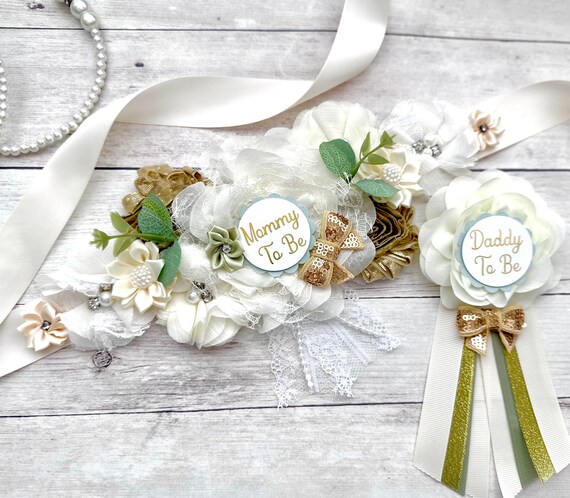 Boho White Cream Maternity Sash Bridal Flower Girl Sash Pregnancy Sash Gender Reveal Party Baby Shower Gift Girl Soft Pink Keepsake Etsy