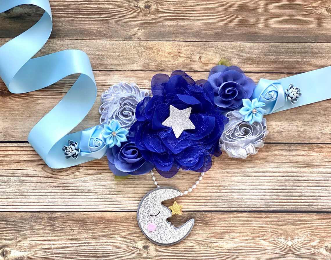 Twinkle Little Star Baby Boy Shower Maternity Sash Glitter Etsy