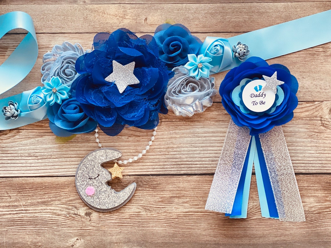 Twinkle Little Star Baby Boy Shower Maternity Sash Glitter Etsy