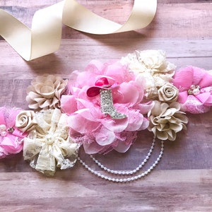 Pink and Gold Maternity Sash Maternity Belly Sash Cowboy Cowgirl Baby Shower Dress Accessory  Photo Prop