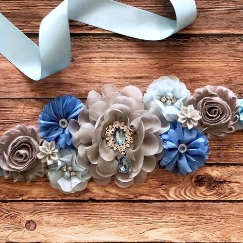 Blue Maternity Sash Boy Baby Shower Sash Blue Pregnancy Sash Etsy