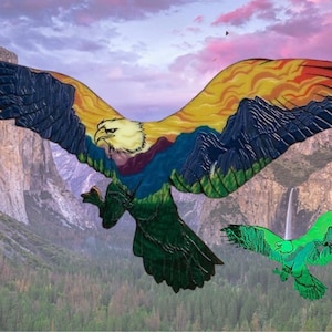 3D-Molded Acrylic GITD  Tunnel View Bald Eagle Patch