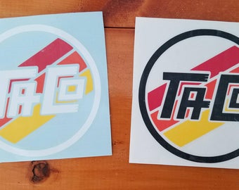 Tacoma TEQ-Style decal with Vintage Toyota Stripes