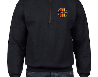 Vintage Toyota-sweater met kwartrits en cadetkraag