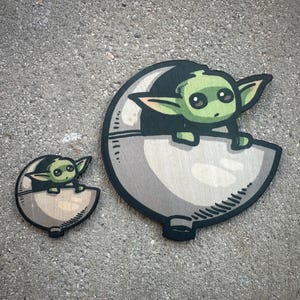Wooden Color Brick Wars Grogu Patch