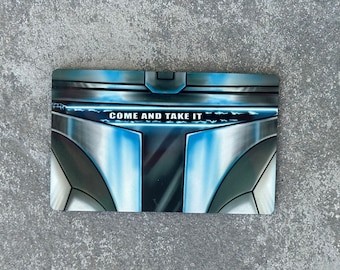 Écusson Mando « Come and take it » Beskarian Faces en aluminium
