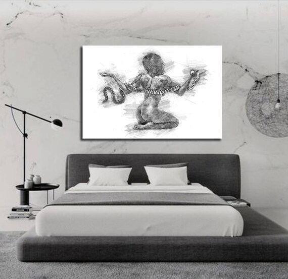 Bedroom Wall Art Sexy Abstract Art Print Pencil Sketch Erotic Master Bedroom Wall Art Hers Nude Figure Drawing P011