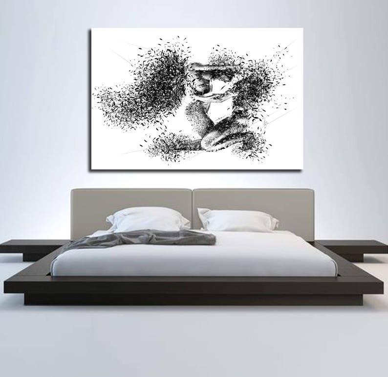 CANVAS ART His & Hers Bedroom Wall Art, Abstract Art Canvas Print, Penc...