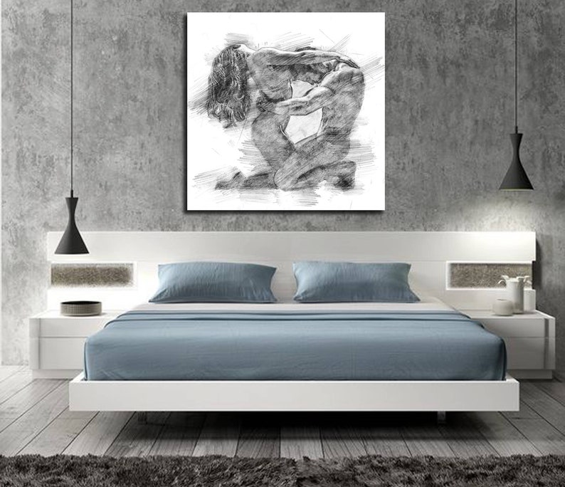 canvas art his & hers bedroom wall art abstract art print | etsy