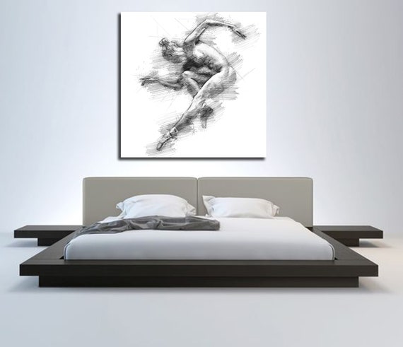 Canvas Print Sensual Bedroom Art Wall Decor Master Bedroom Bathroom Wall Art Sexy Pencil Sketch Erotic Art Nude Realism P018
