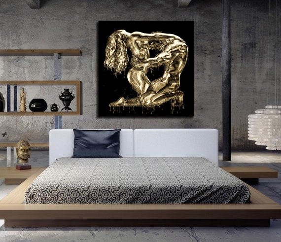 Canvas Art His Hers Bedroom Wall Art Abstract Art Print Pencil Sketch Erotic Master Bedroom Wall Art Nude Figure Drawing G007 Blk