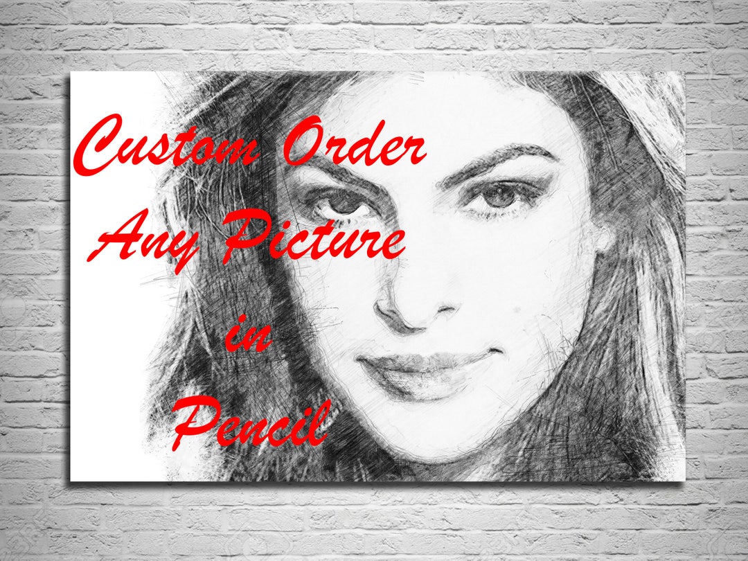 CUSTOM CANVAS Art Any Picture in Pencil Custom Wall Art Etsy